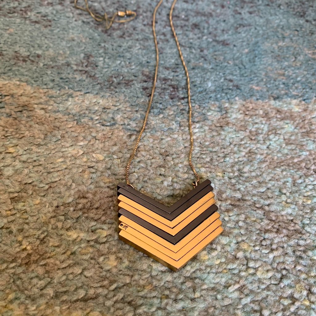 Madewell Chevron Necklace In Black And Gold